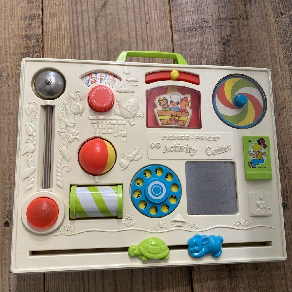 Fisher-Price Vintage Activity Center Toy With Interactive Features & Handle